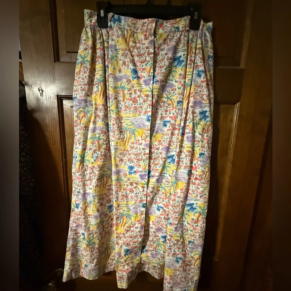 Vintage tropical print set skirt top size 14 Doncaster - Picture 5 of 6